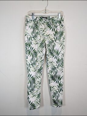 NWT Needle&Cloth Green Leaf Print Skinny Pants, Size 8